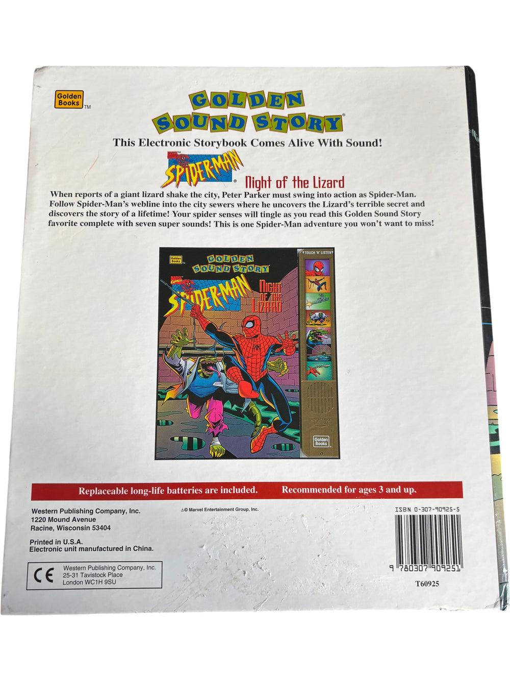 Golden Sound Story Spider-Man Night of the Lizard Electronic Storybook - Think Vintage