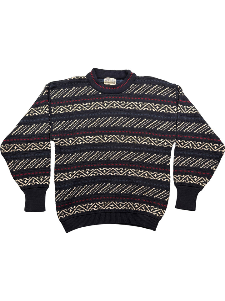 Great Lakes Country Patterned Knit Sweater - M - Think Vintage Online Ltd