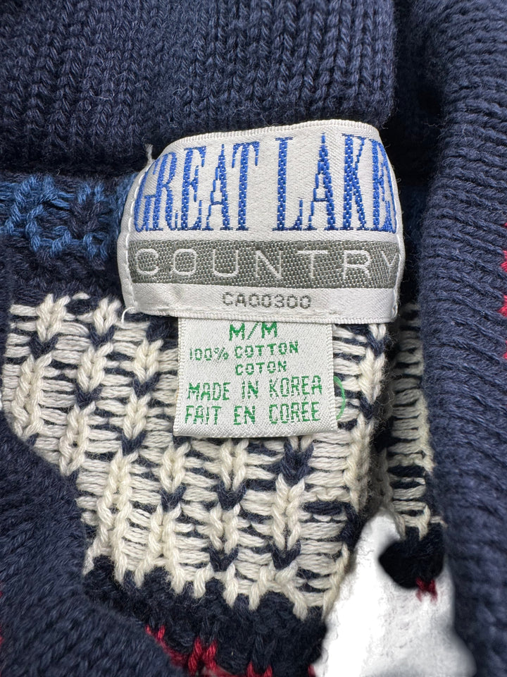 Great Lakes Country Patterned Knit Sweater - M - Think Vintage ltd