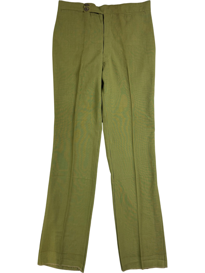 Green Button-Up Straight Leg Trousers - W29 L32 - Think Vintage