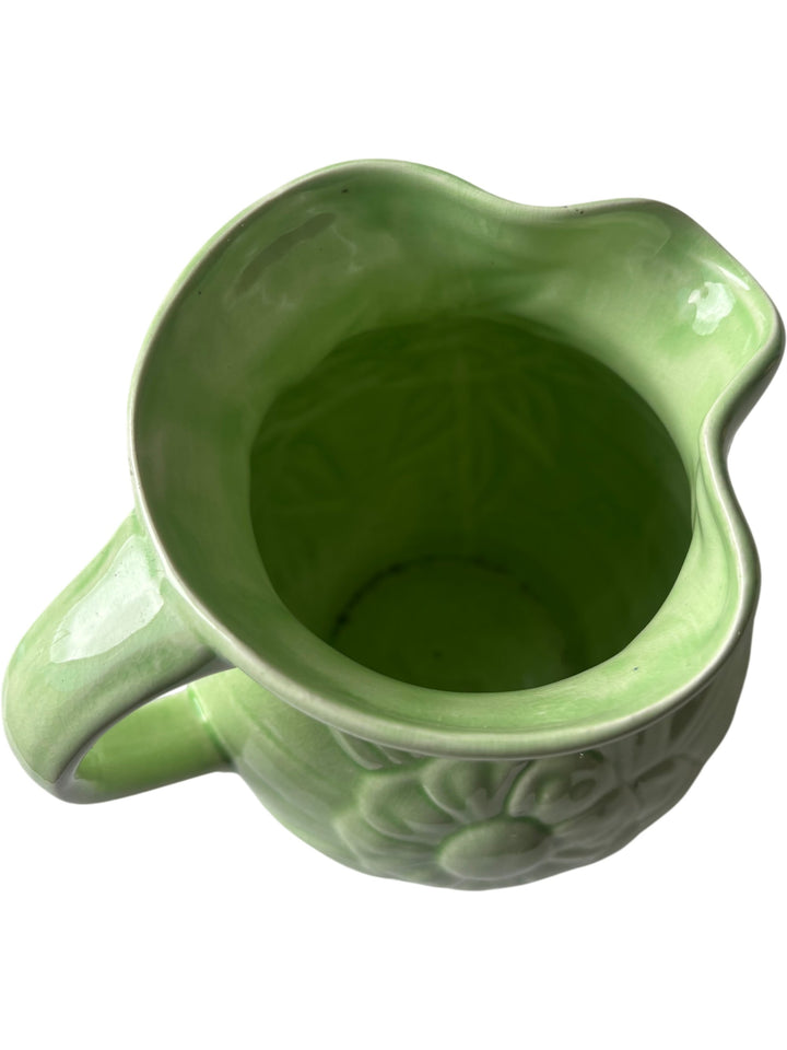 Green Floral Ceramic Pitcher - Think Vintage