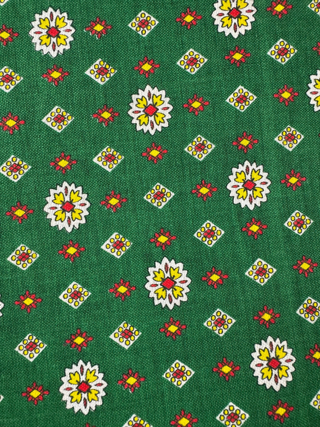 Green Floral Patterned Fabric - Think Vintage