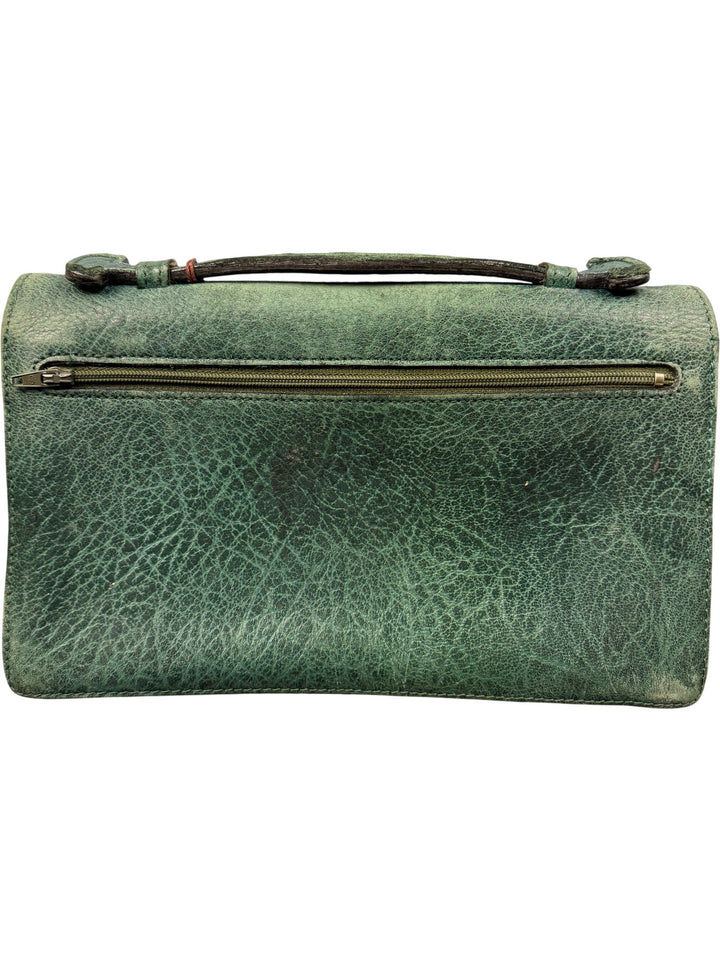 Green Harrods Leather Handbag