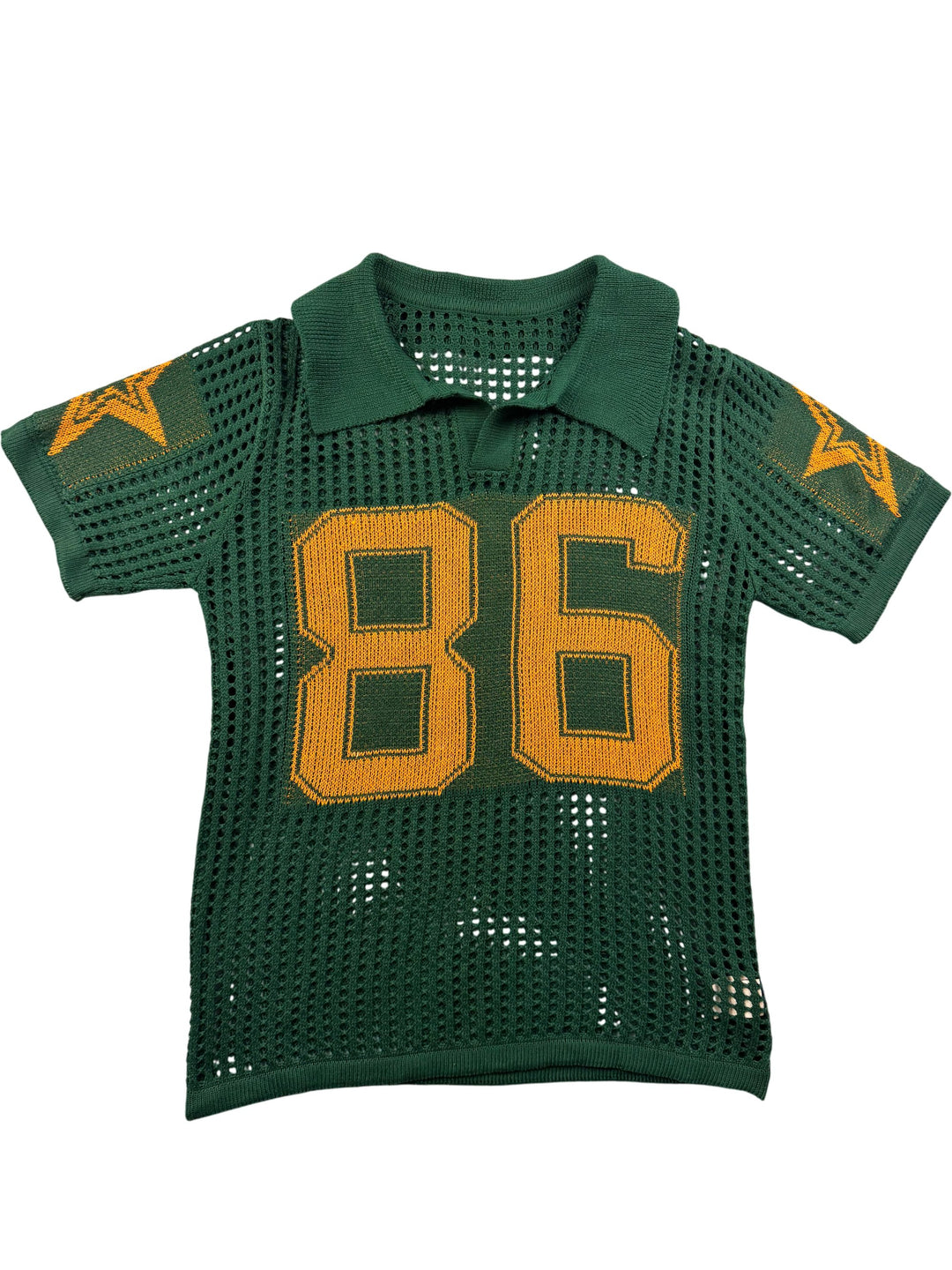 Green Mesh Sports Jersey with Yellow Number 86 - S - Think Vintage