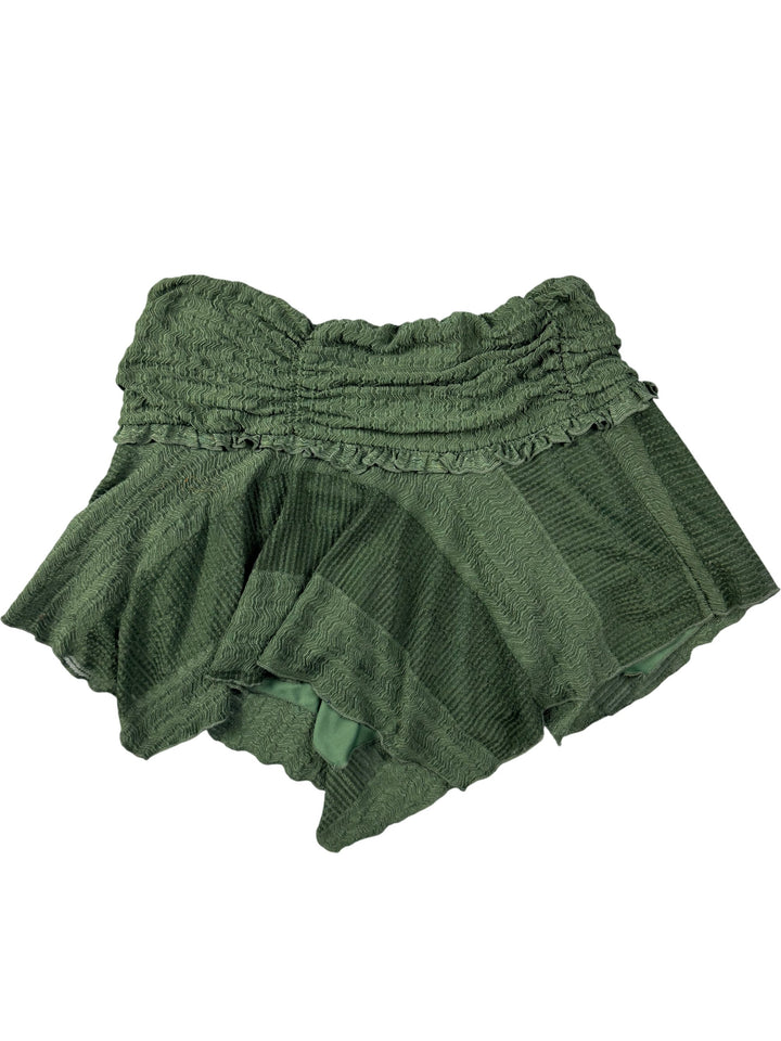 Green Pleated Skirt - S - Think Vintage