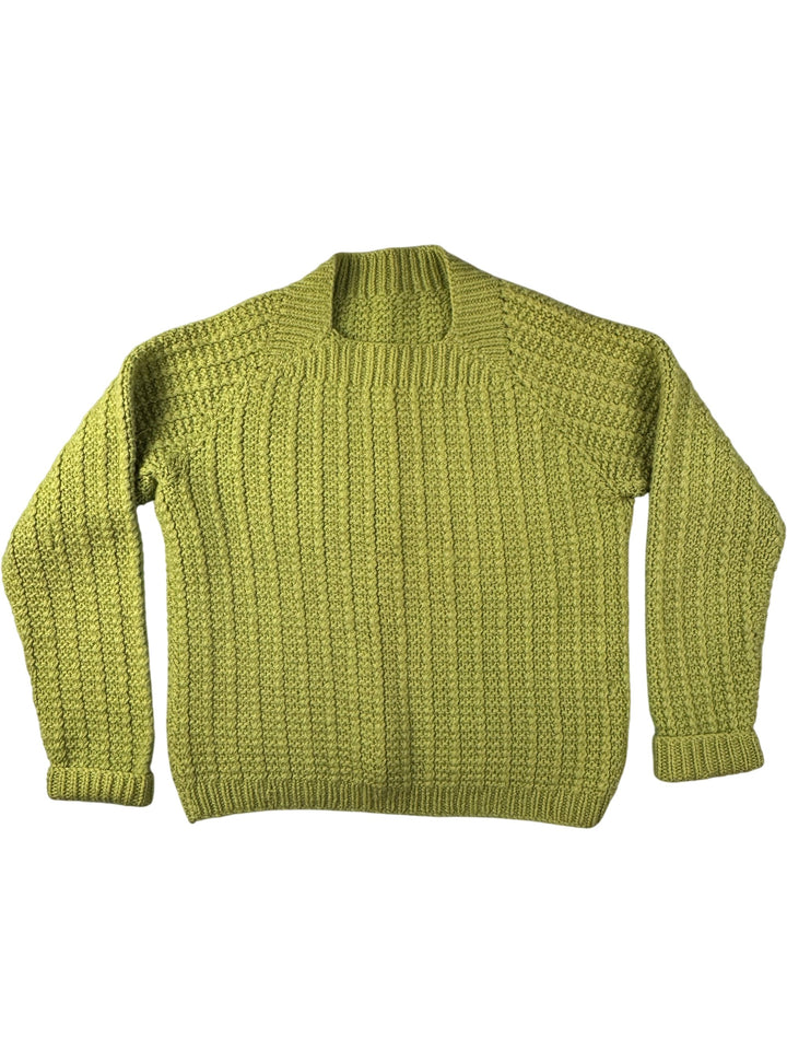 Green Textured Knit Sweater - L - Think Vintage