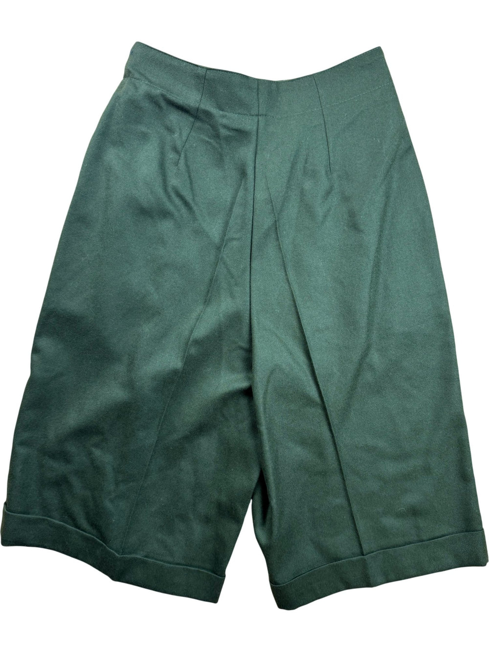 Green Wool Pleated Shorts - W27 - Think Vintage ltd