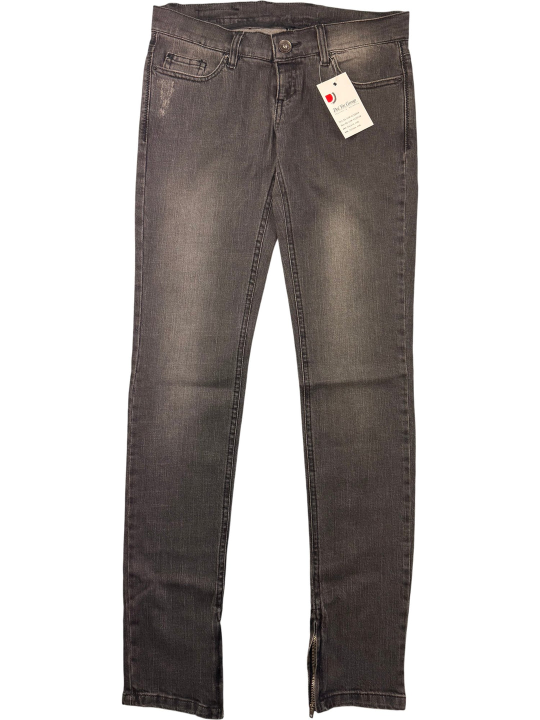 Grey Slim Fit Jeans with Zippered Ankles - W30 - Think Vintage ltd