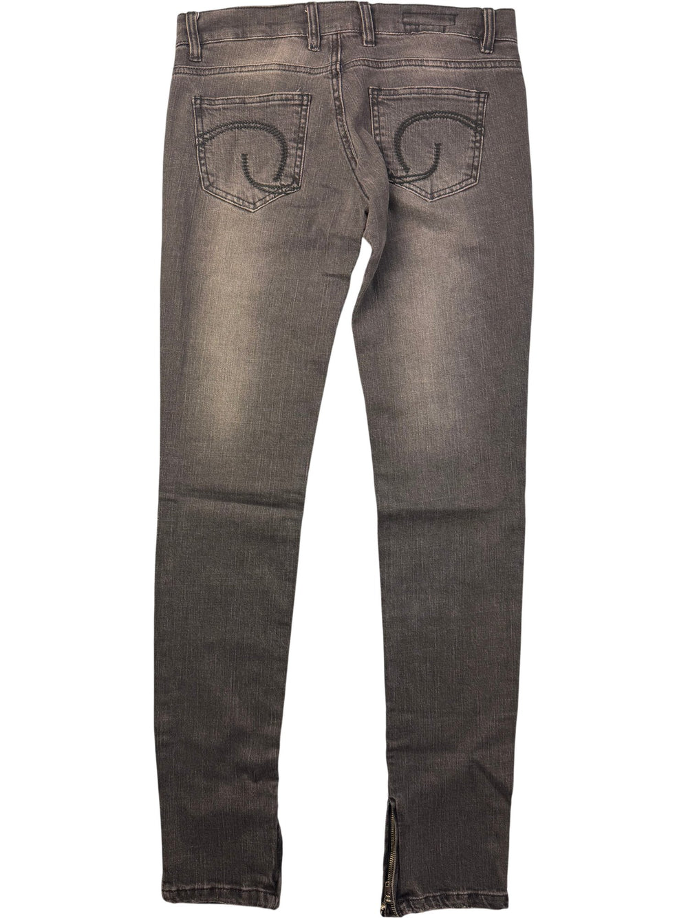 Grey Slim Fit Jeans with Zippered Ankles - W30 - Think Vintage ltd