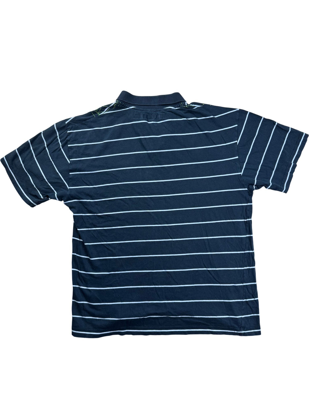 Griffin Black Striped Polo Shirt - M - Think Vintage ltd
