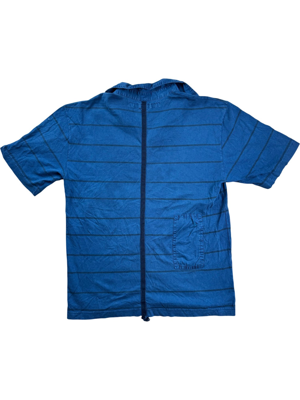 Griffin Navy Striped Polo Shirt - M - Think Vintage ltd