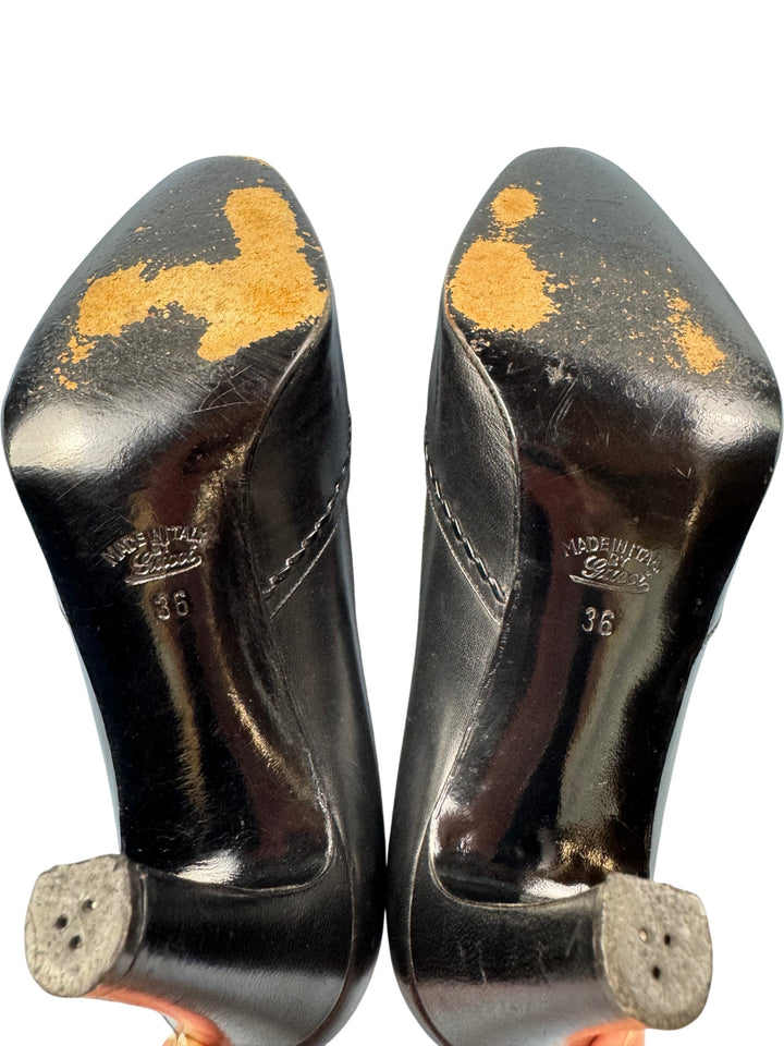 Gucci Black Leather High Heel Pumps - 5 - Think Vintage