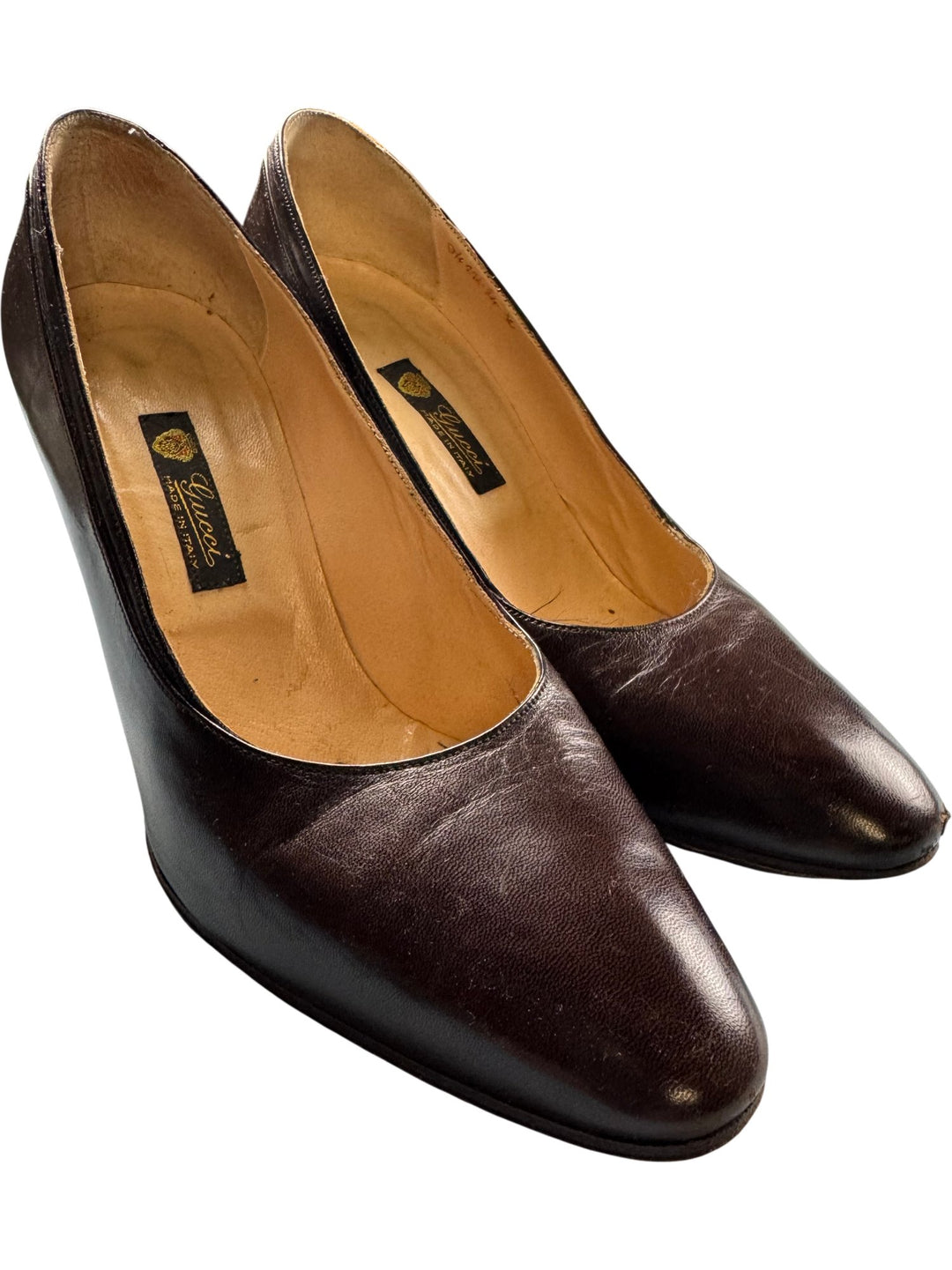 Gucci Leather Brown Heels - Think Vintage ltd