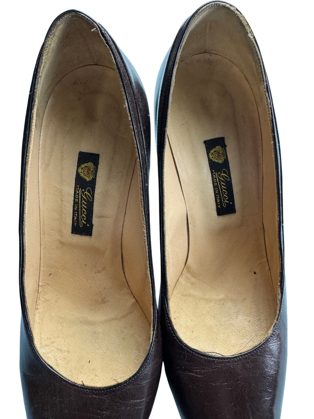 Gucci Leather Brown Heels - Think Vintage ltd