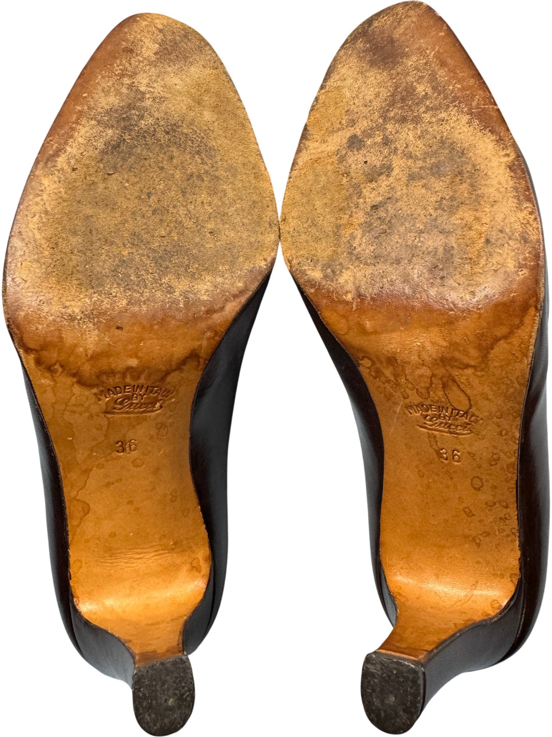 Gucci Leather Brown Heels - Think Vintage ltd