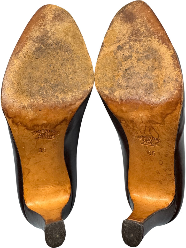Gucci Leather Brown Heels - Think Vintage ltd