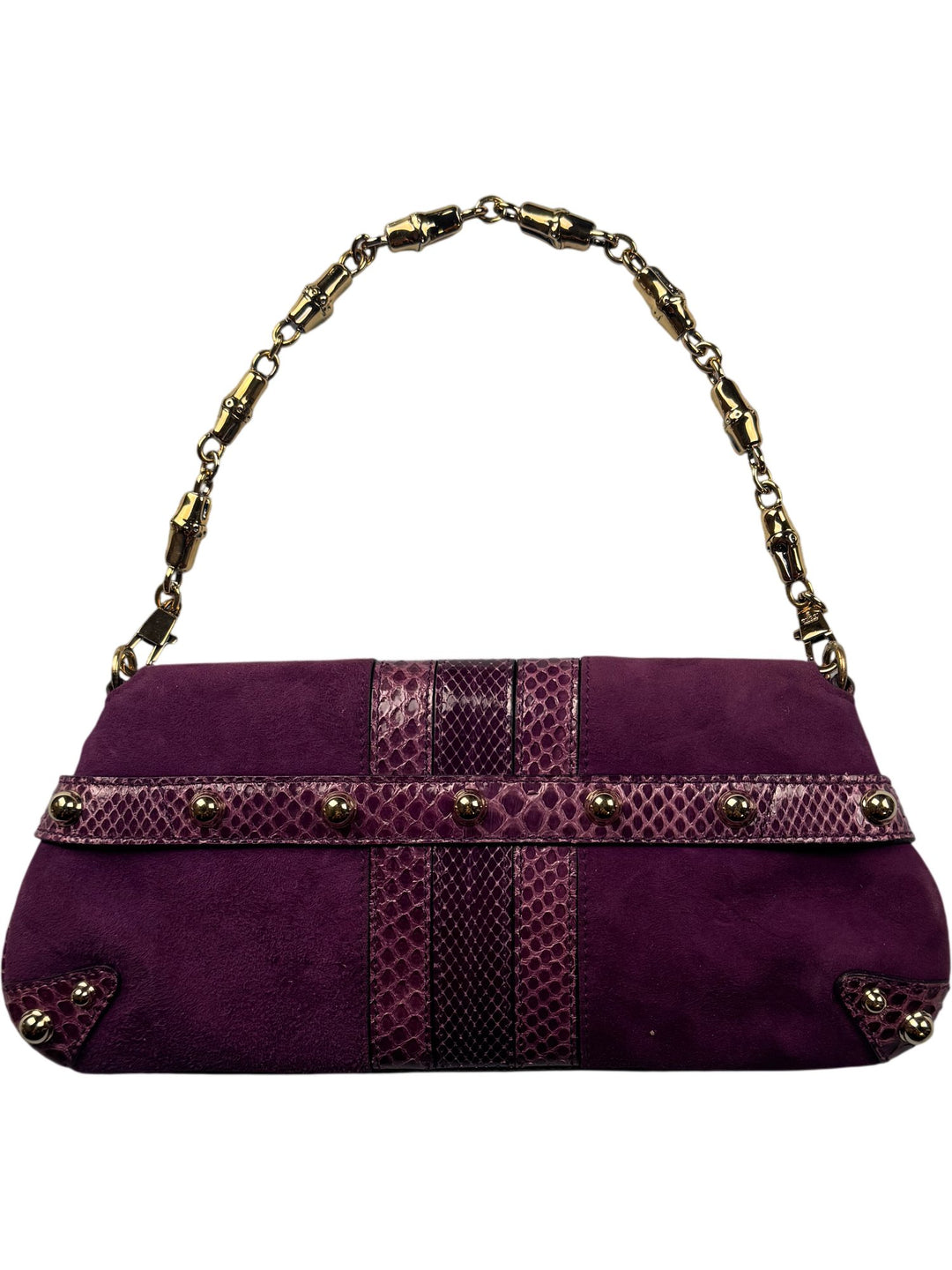 Gucci Purple Suede and Snakeskin Clutch Bag - Think Vintage ltd