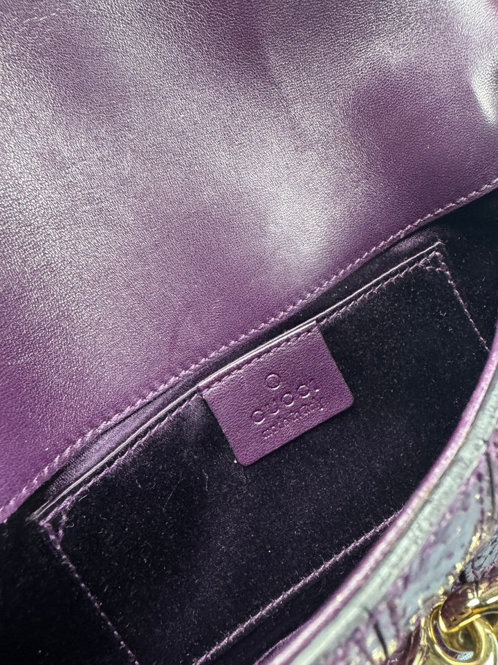 Gucci Purple Suede and Snakeskin Clutch Bag - Think Vintage ltd