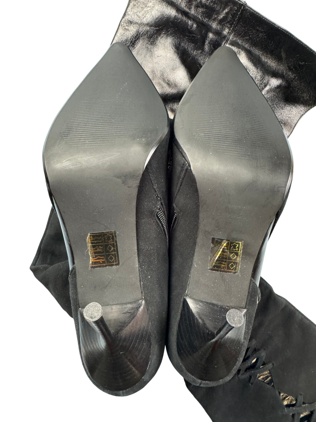 Gucinari Black Leather Knee-High Boots - 7 - Think Vintage ltd