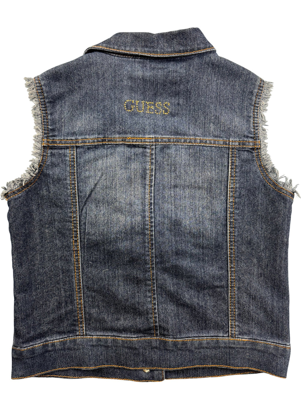 Guess Blue Denim Studded Vest - XS/S - Think Vintage ltd