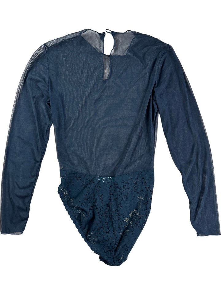 Guy Laroche Black Lace Bodysuit - S - Think Vintage ltd