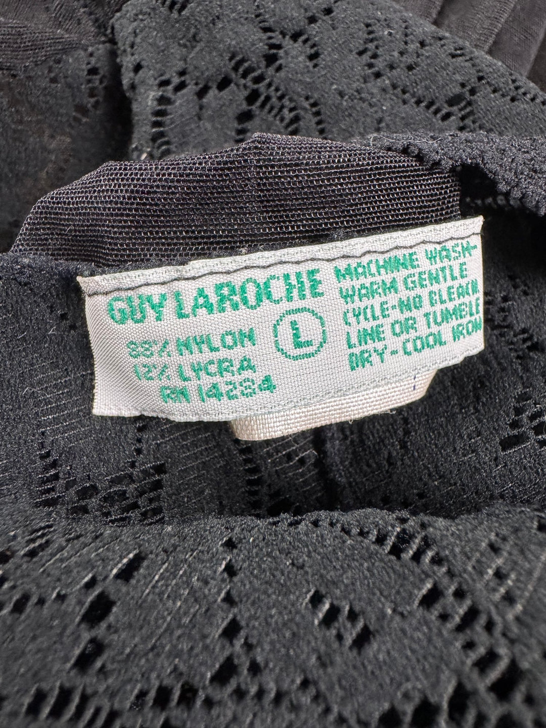 Guy Laroche Black Lace Bodysuit - S - Think Vintage ltd