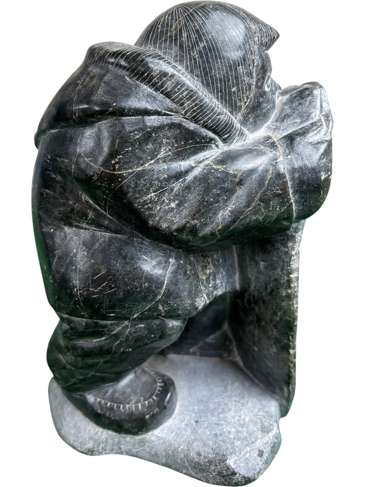Hand Carved Inuit Soapstone Sculpture Figurine Art Collectable Piece - Think Vintage