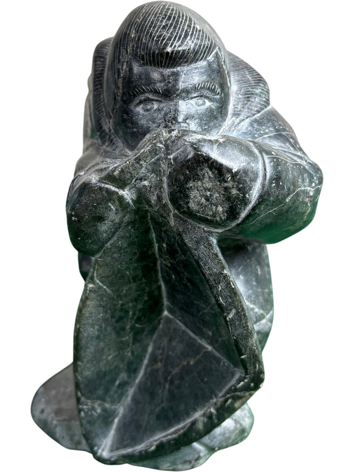 Hand Carved Inuit Soapstone Sculpture Figurine Art Collectable Piece - Think Vintage Online Ltd