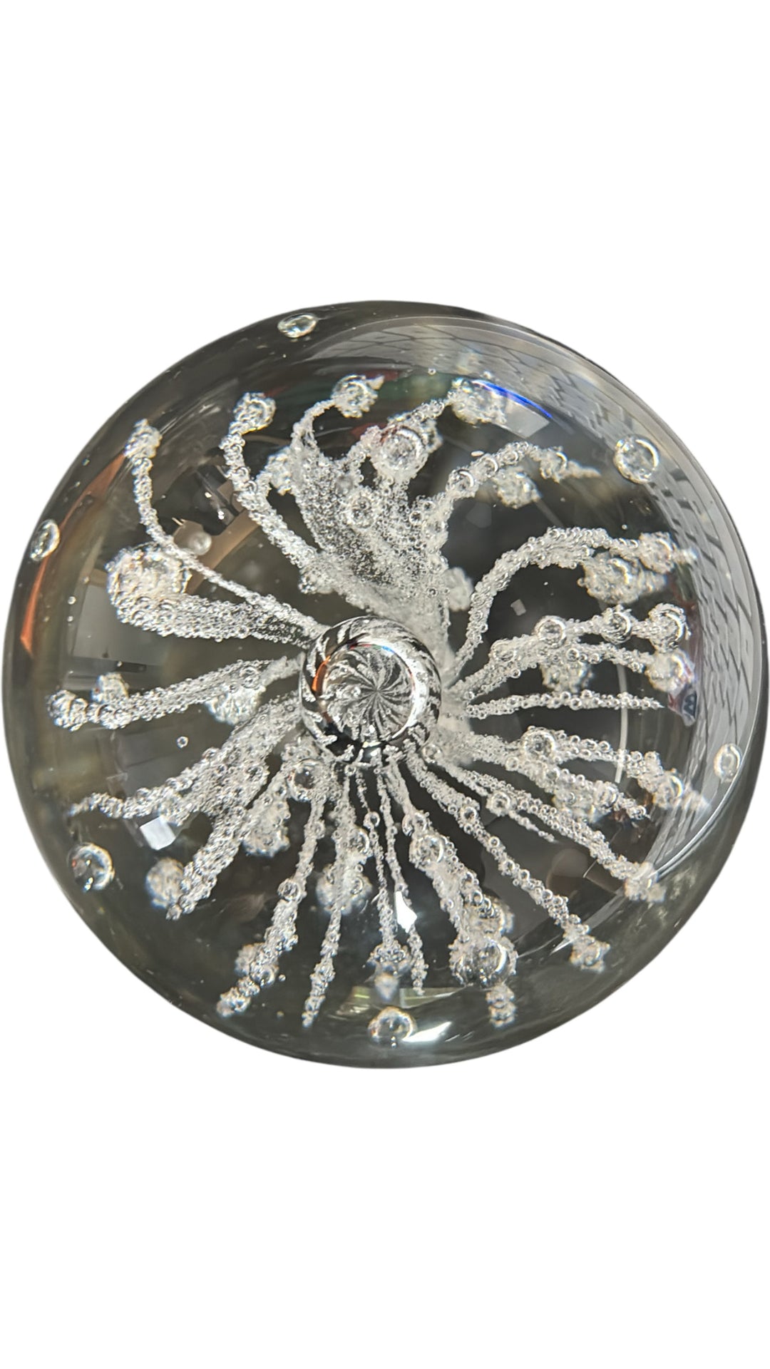 Hand Crafted Clear Glass Paperweight with Intricate Inner Design - Think Vintage