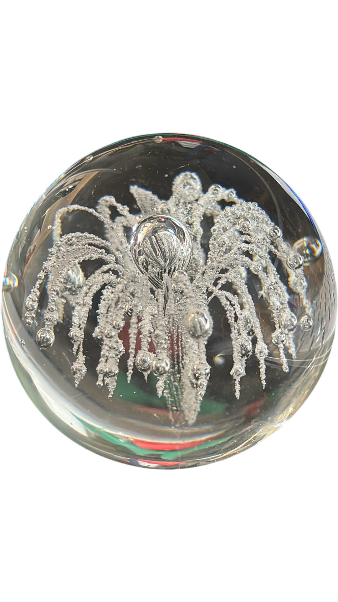 Hand Crafted Clear Glass Paperweight with Intricate Inner Design - Think Vintage Online Ltd