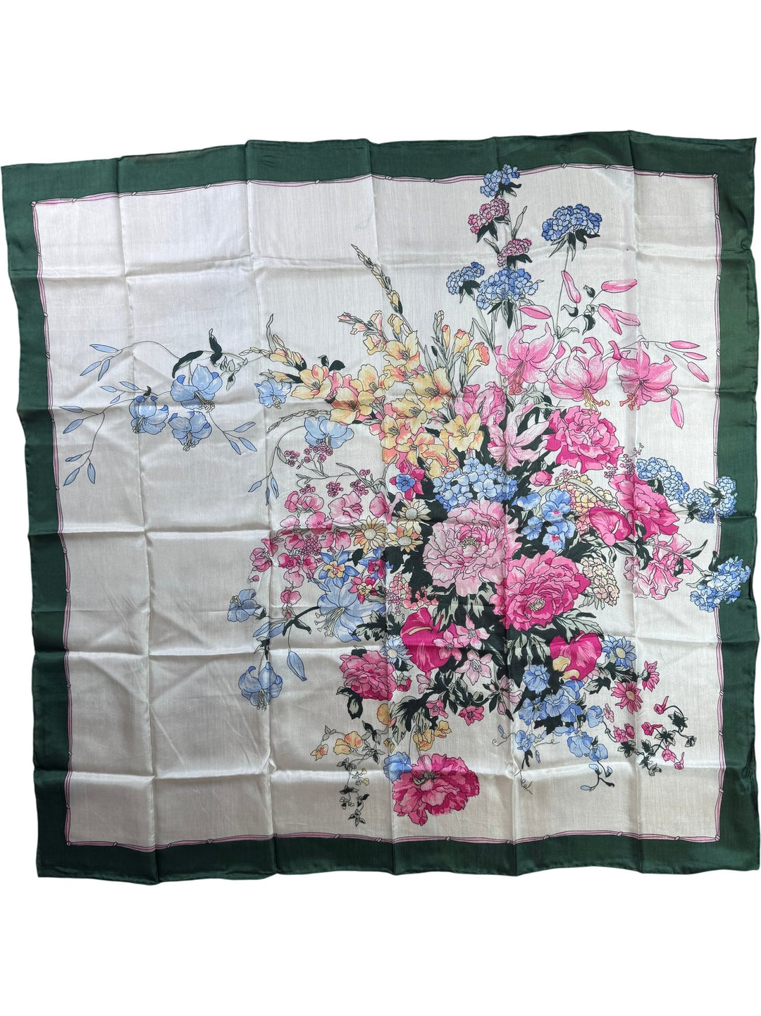 Hand Rolled Floral Silk Scarf - Think Vintage ltd