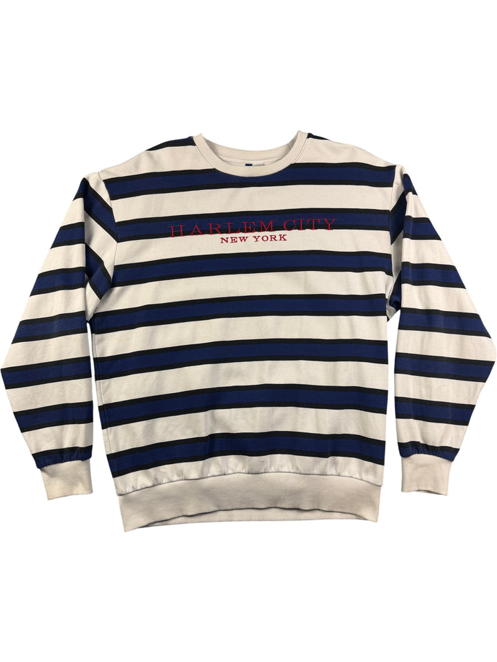 Harlem City Striped Sweatshirt - XL - Think Vintage Online Ltd