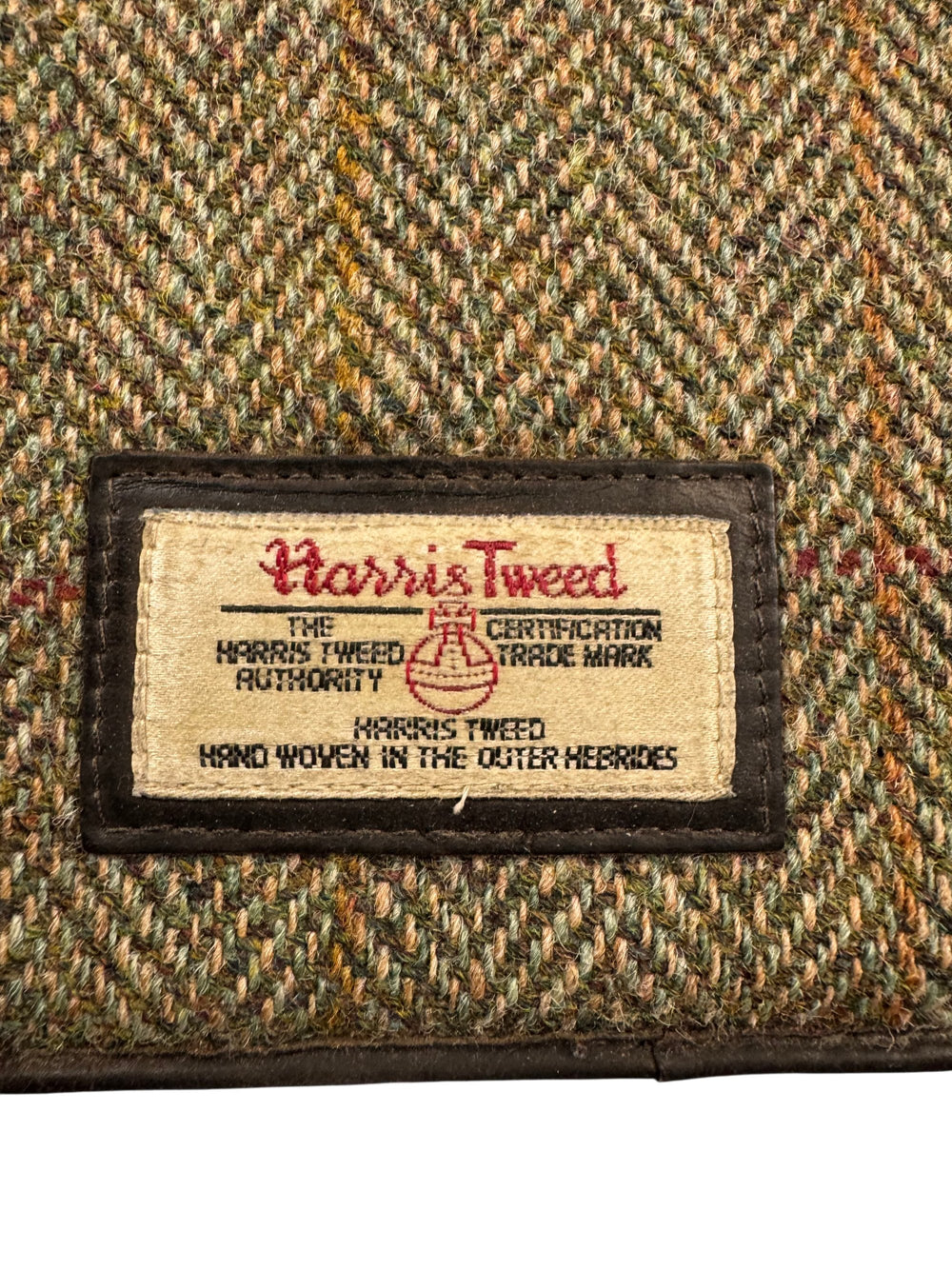 Harris Tweed Herringbone Leather Drink Sleeve - Think Vintage ltd