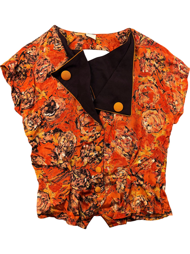 Haut Kelly Orange Printed Blouse - L