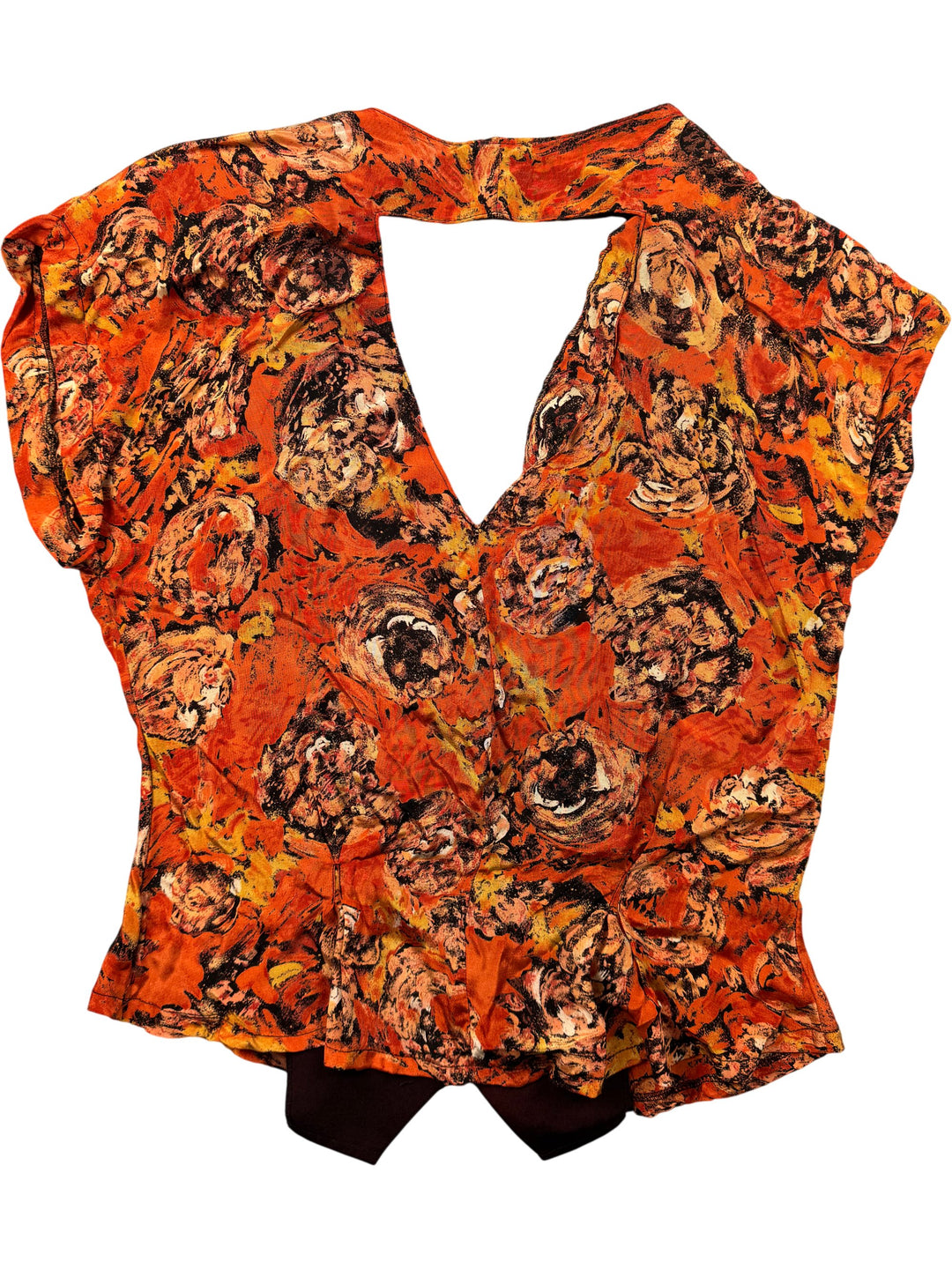 Haut Kelly Orange Printed Blouse - L