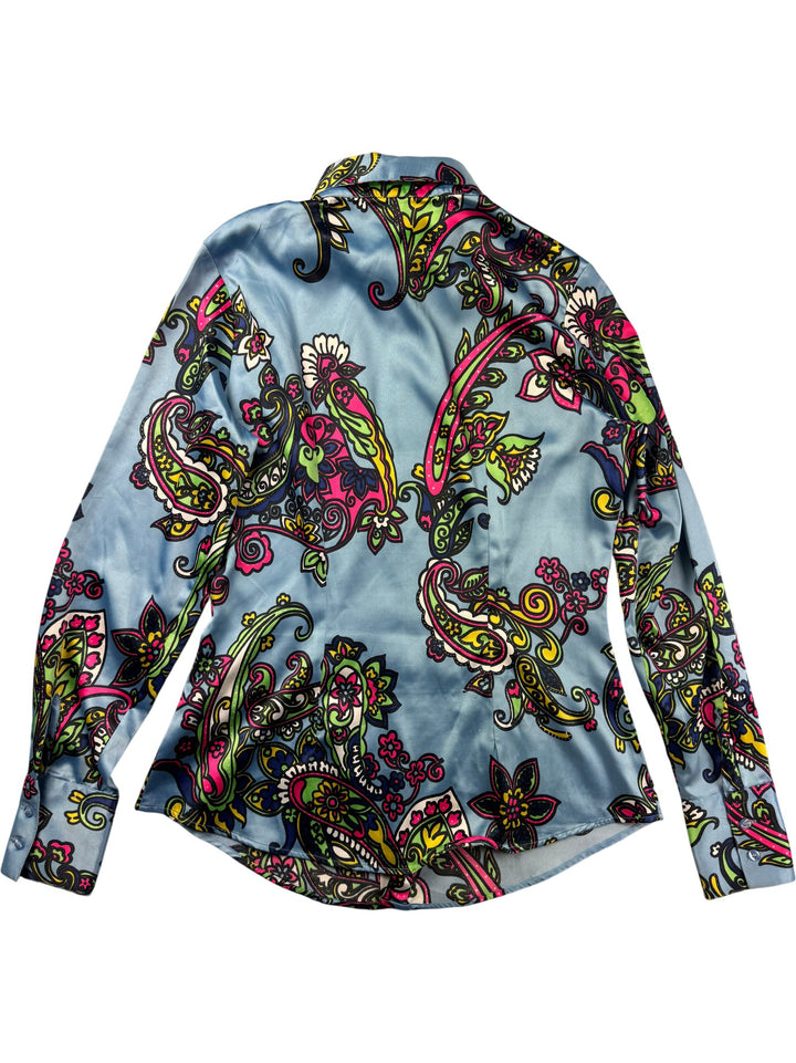 Hawes & Curtis Fitted Paisley Long Sleeved Shirt - M - Think Vintage ltd