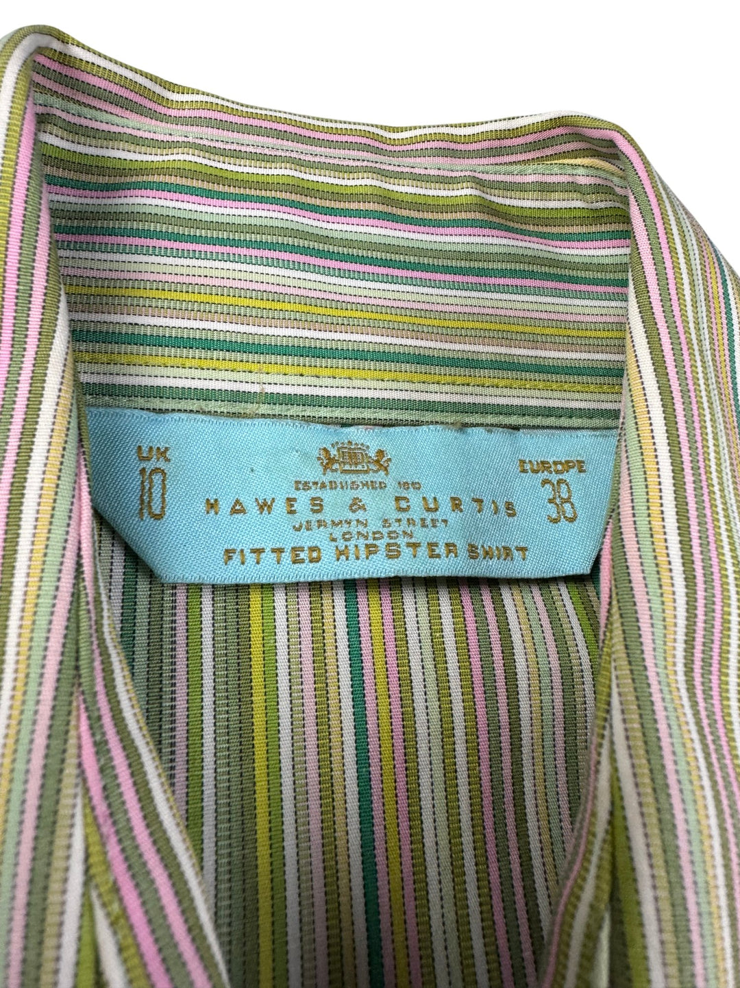 Hawes & Curtis Striped Fitted Hipster Shirt - S - Think Vintage ltd