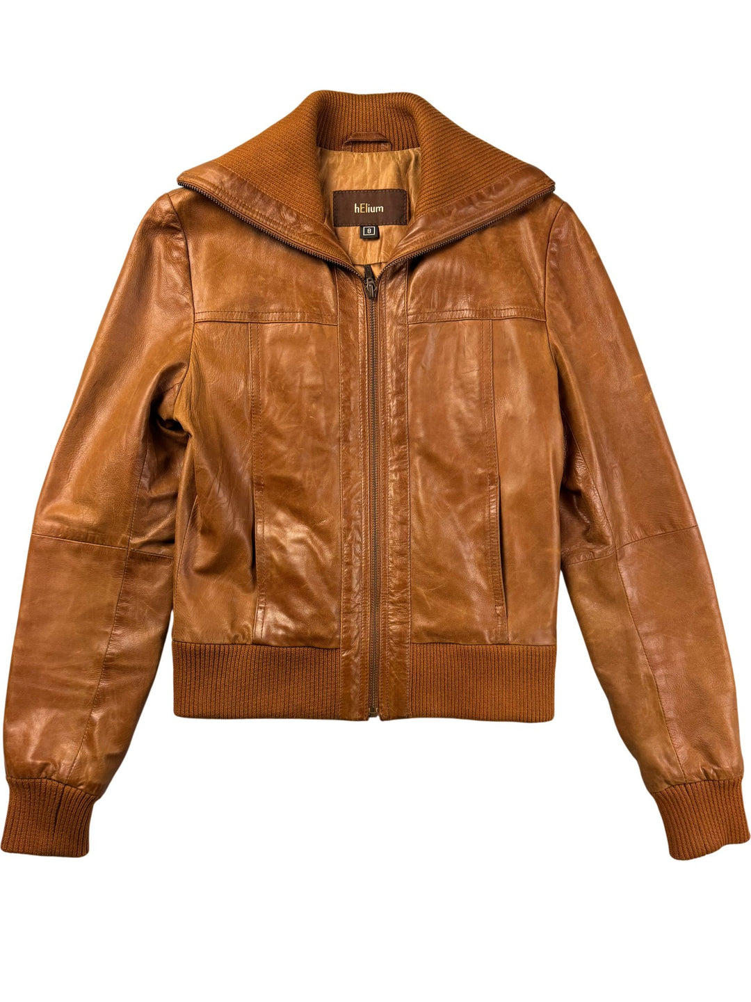 Helium Leather Bomber Jacket - S - Think Vintage ltd