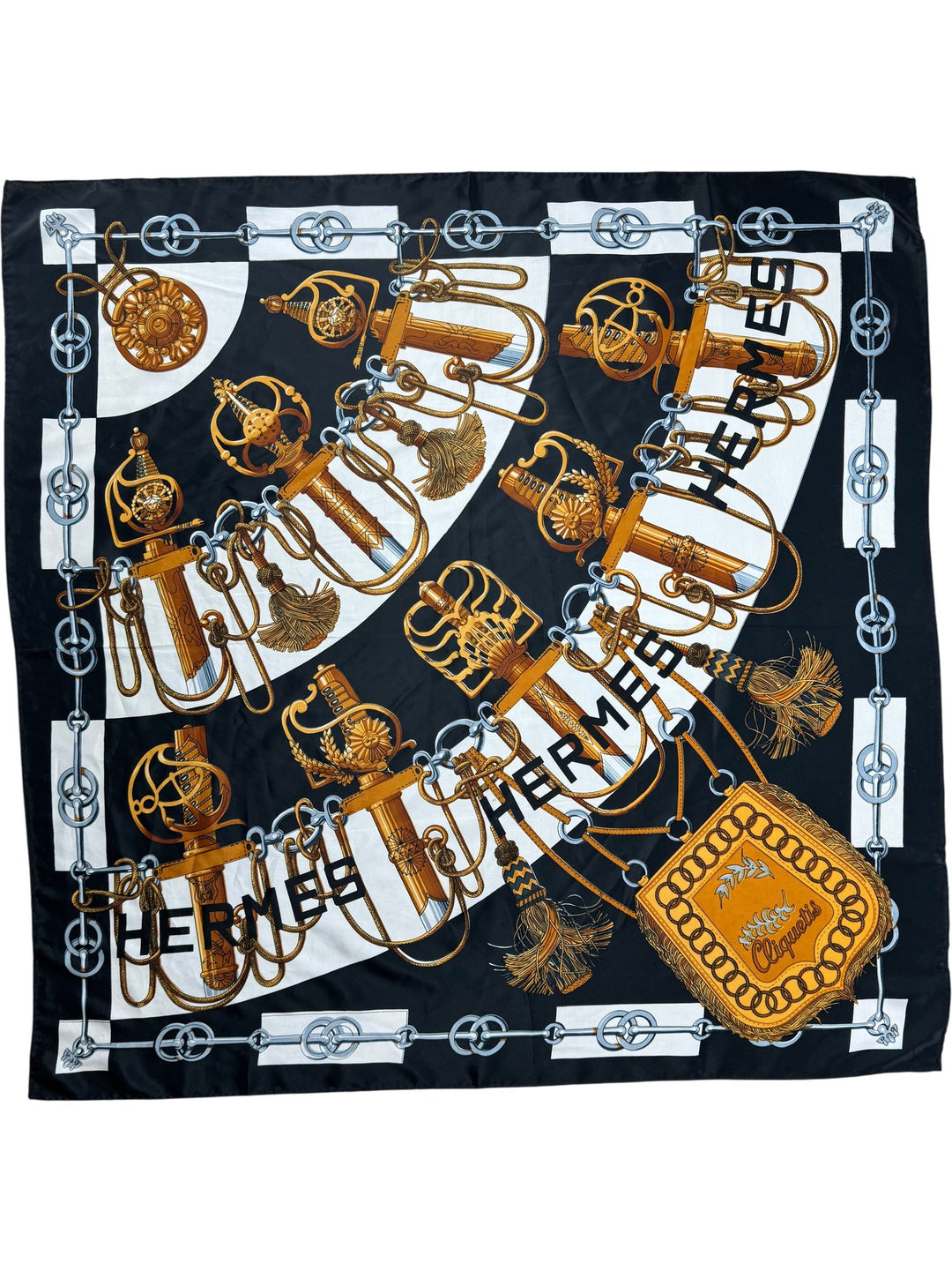 Hermès Chain and Sword Design Silk Scarf - Think Vintage ltd