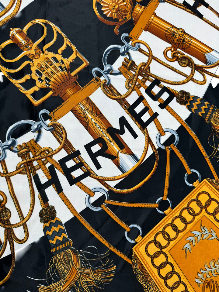 Hermès Chain and Sword Design Silk Scarf - Think Vintage ltd