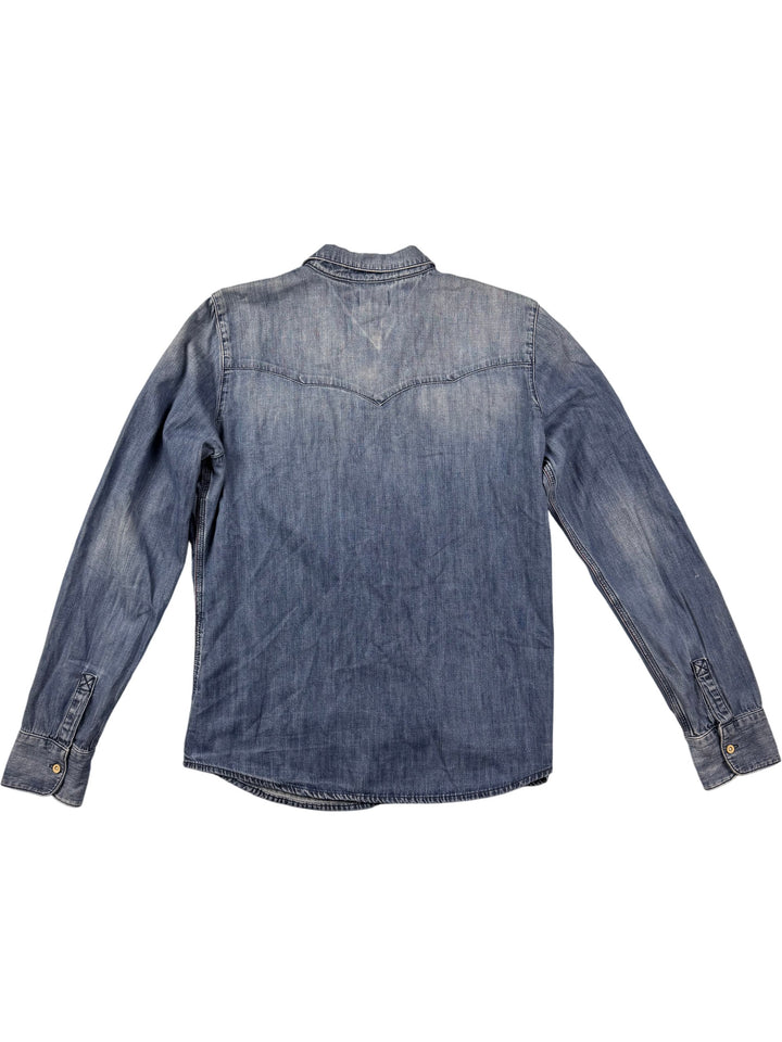 Hilfiger Studded Denim Shirt - L - Think Vintage ltd