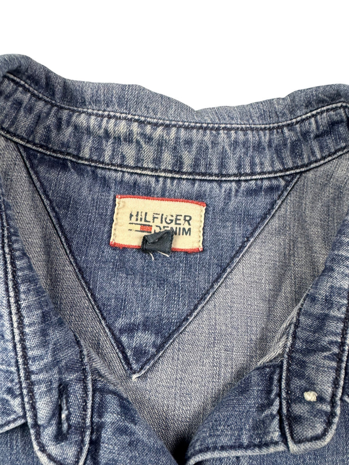 Hilfiger Studded Denim Shirt - L - Think Vintage ltd