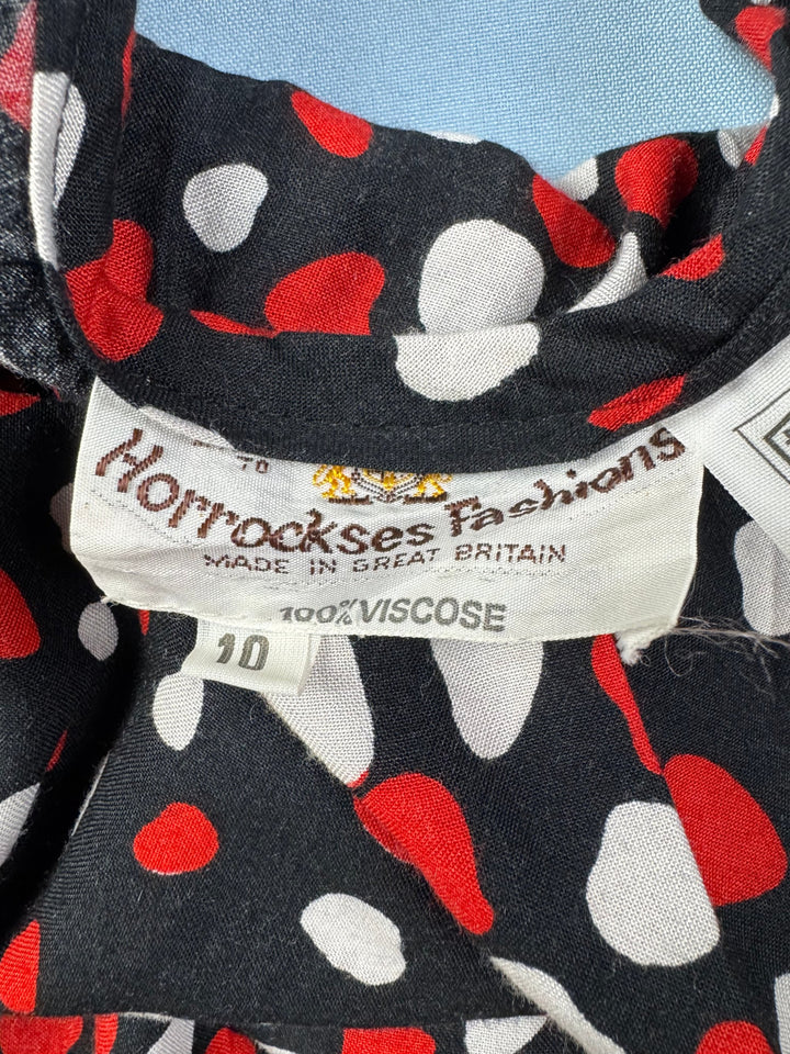 Hornseys Fashions Black Polka Dot Dress - M - Think Vintage Online Ltd