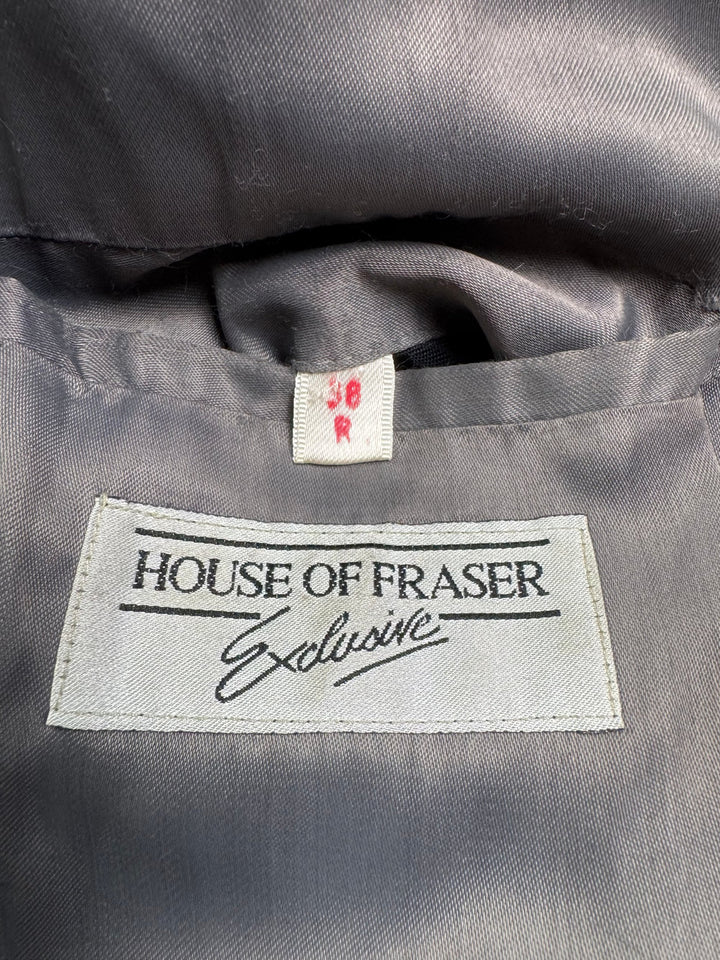 House Of Fraser Houndstooth Long Coat - M - Think Vintage