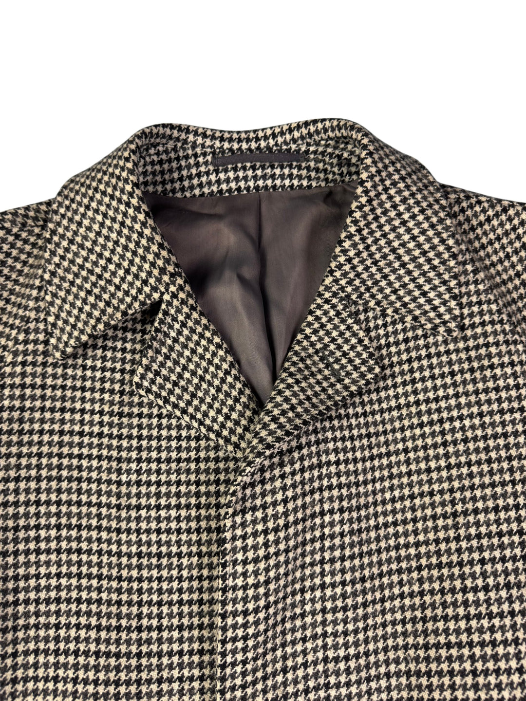 House Of Fraser Houndstooth Long Coat - M - Think Vintage