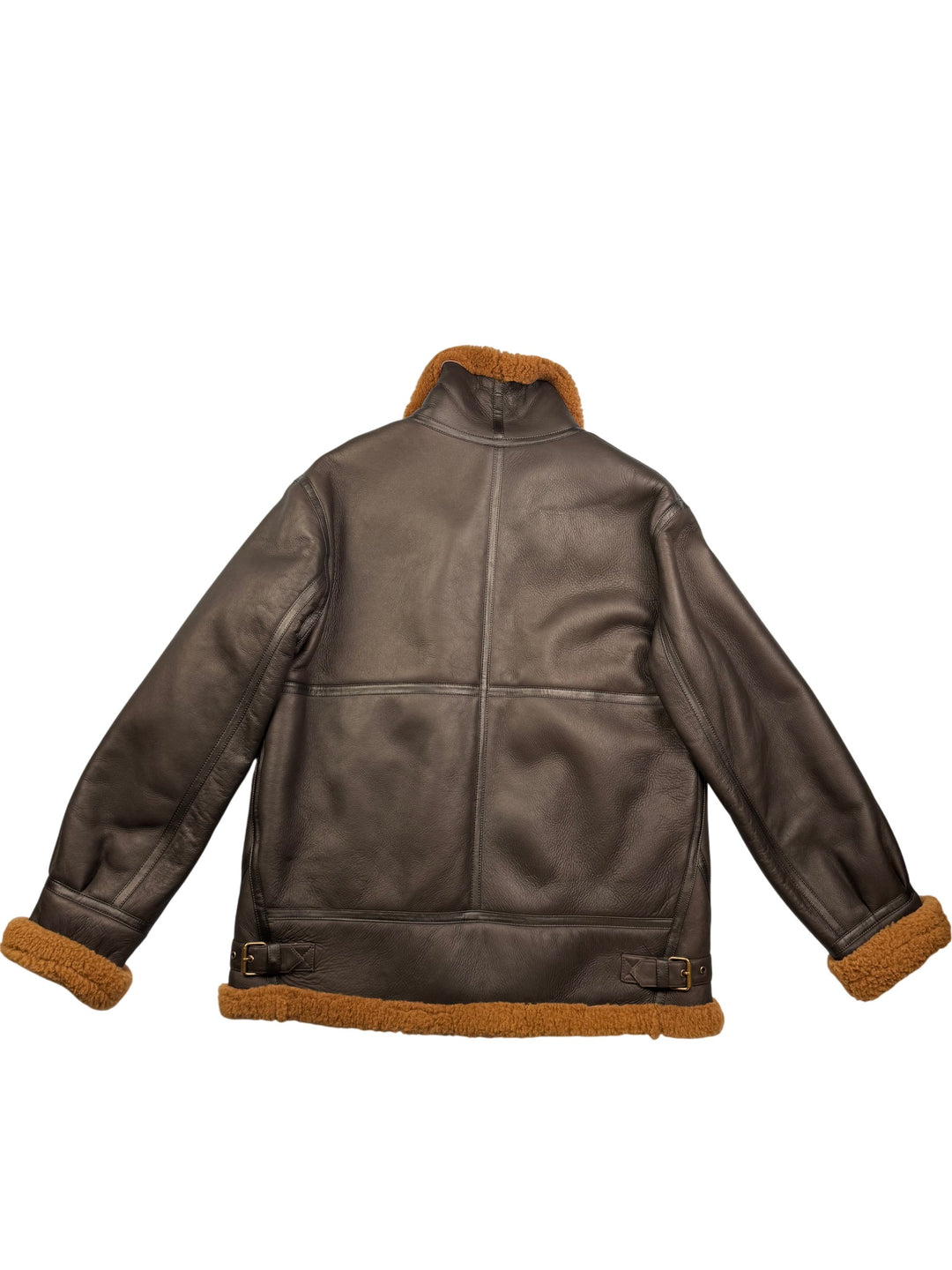 House Of Leather Shearling Bomber Jacket - L - Think Vintage Online Ltd