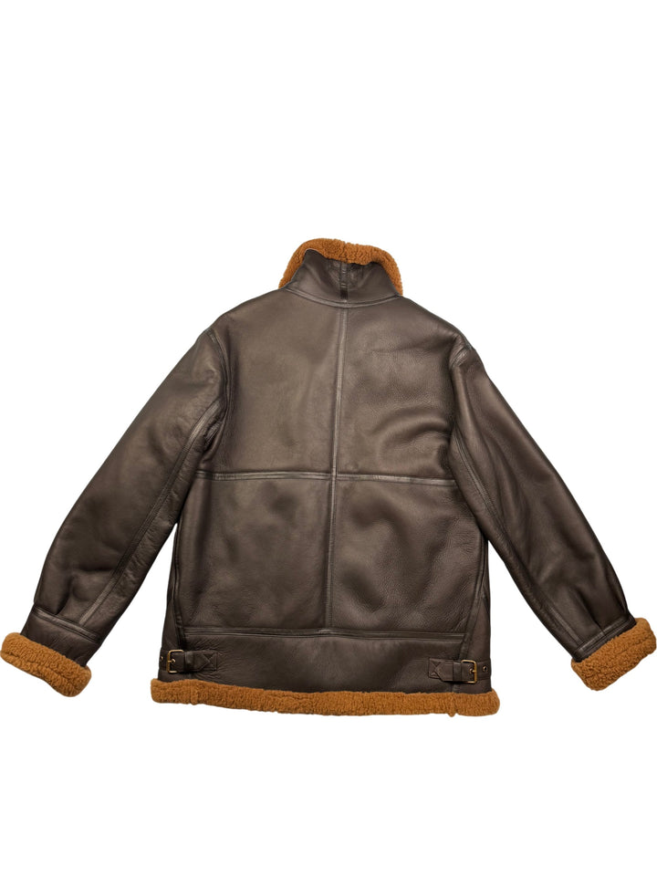House Of Leather Shearling Bomber Jacket - L - Think Vintage ltd