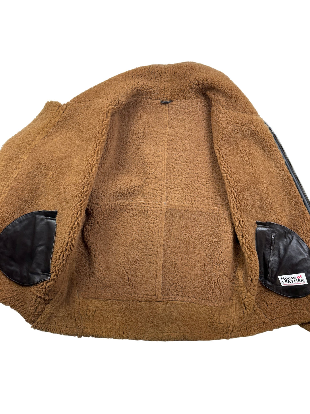 House Of Leather Shearling Bomber Jacket - L - Think Vintage ltd