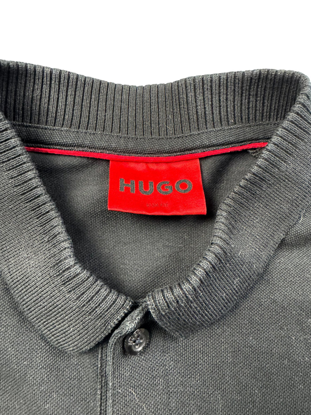 Hugo Black Long Sleeved Polo Shirt - L - Think Vintage ltd