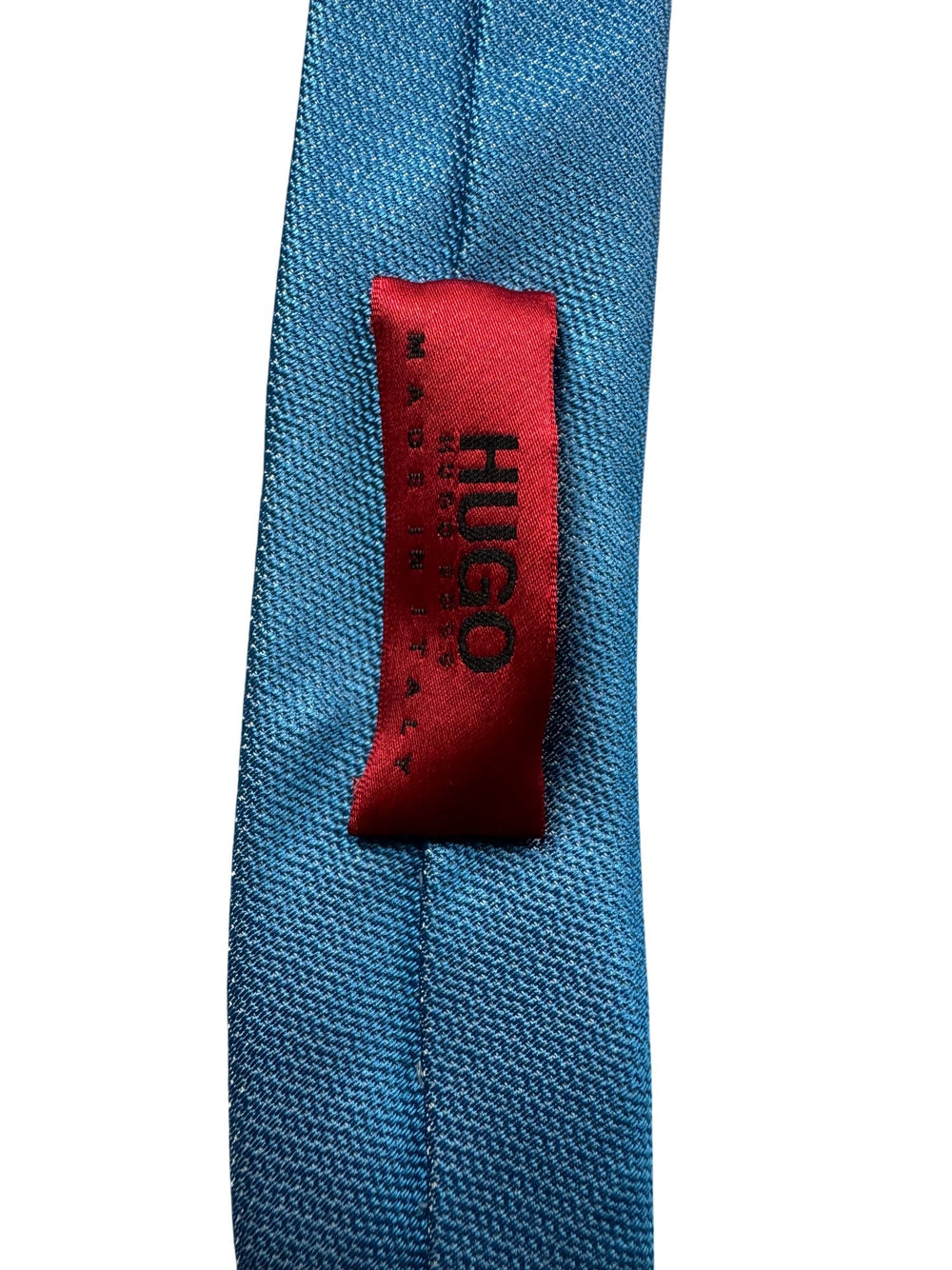Hugo Blue Silk Bow-Tie Sash - Think Vintage ltd